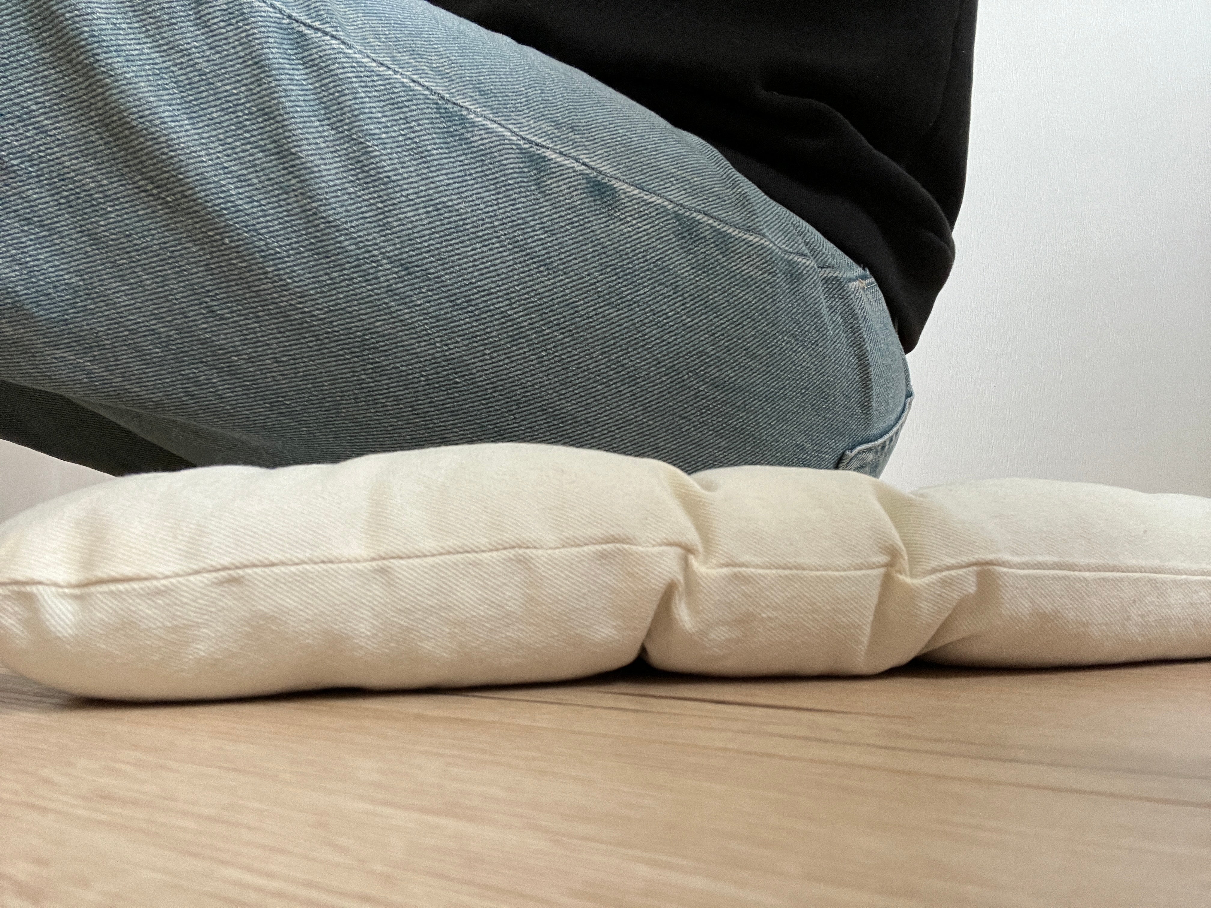 Meditation Сushion with Buckwheat hulls in natural non-dyed Cotton fabric / for Yoga studio/ zabuton Organic Massage Pillow seat