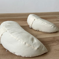 Cotton Meditation Cresсent cushion filled with buckwheat hulls