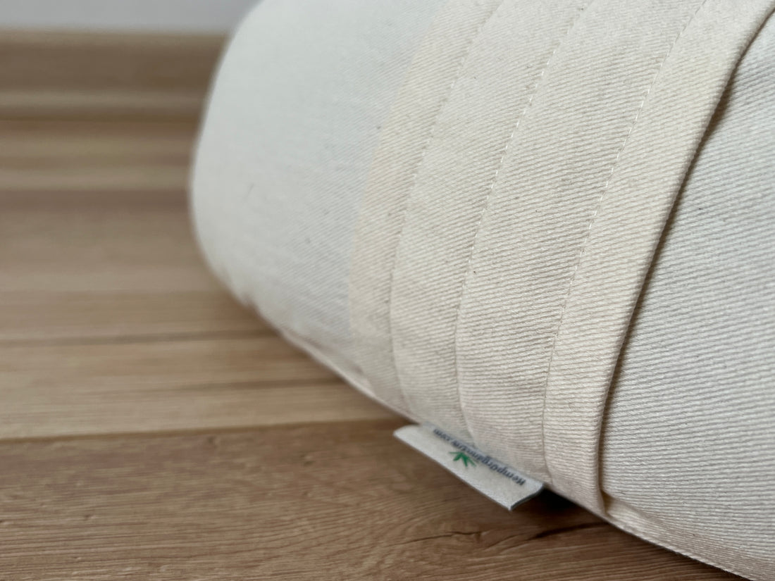 Cotton Meditation Cresсent cushion filled with buckwheat hulls