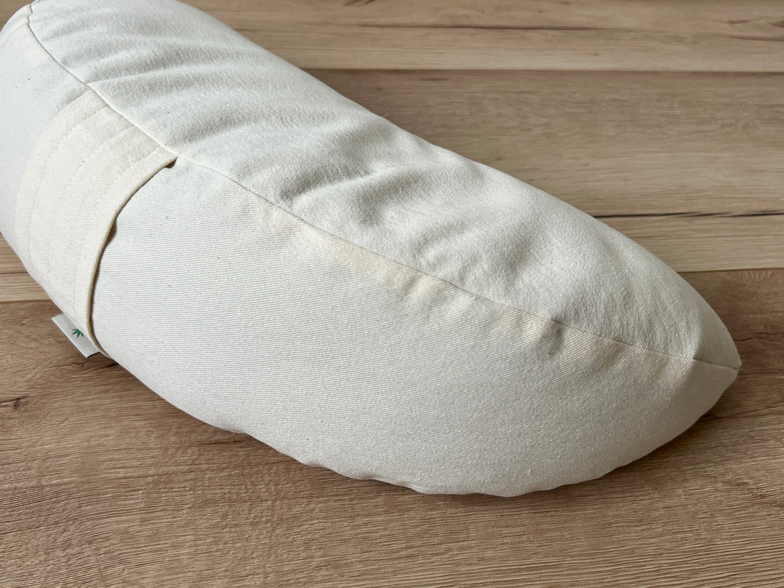 Cotton Meditation Cresсent cushion filled with buckwheat hulls