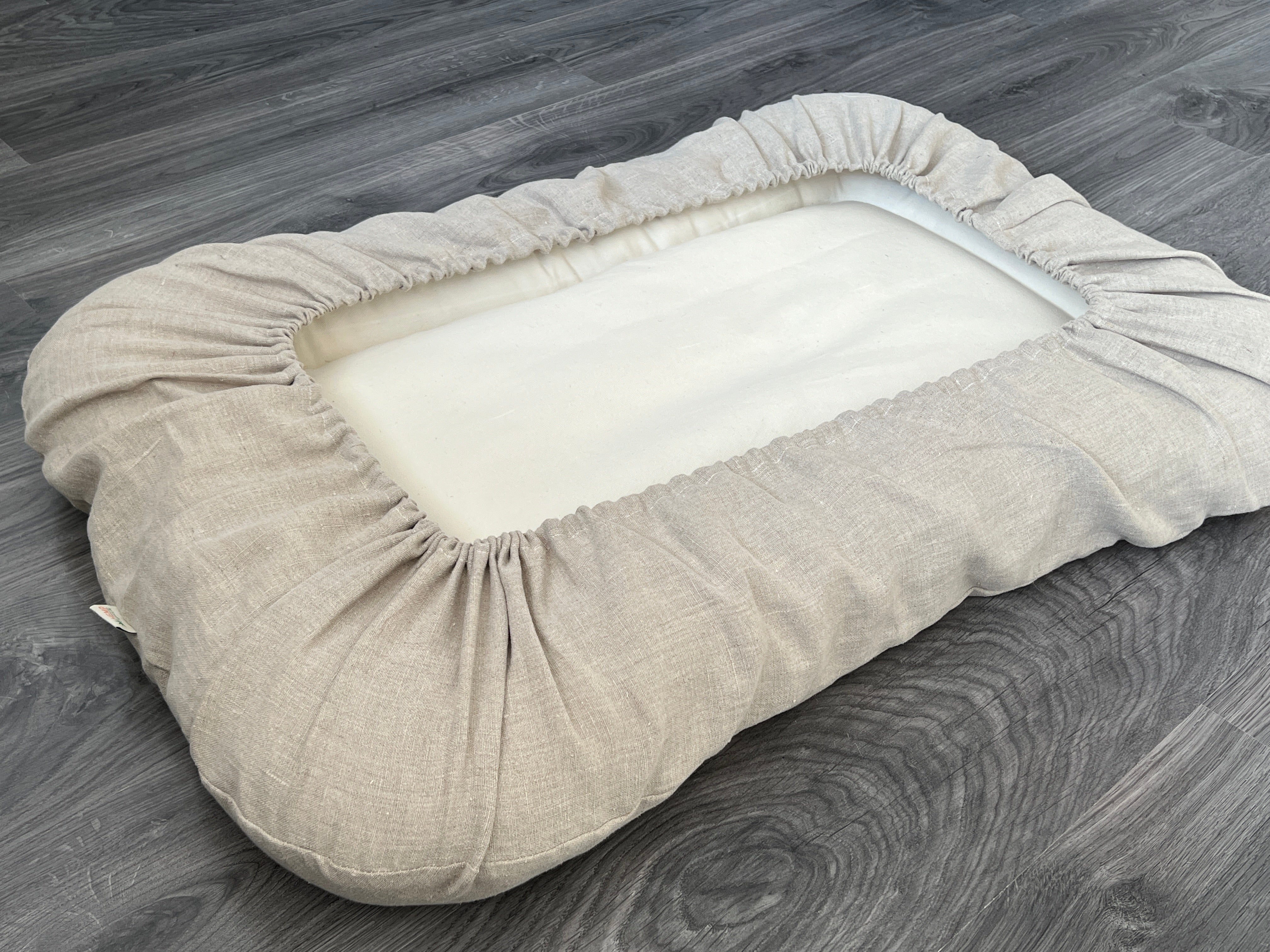 29"x45" (75x115 cm) Hemp Linen Pet Bed Mat Pad Cushion Removable Washable Linen Cover Organic Hemp Fiber Filler Natural Linen Fabric