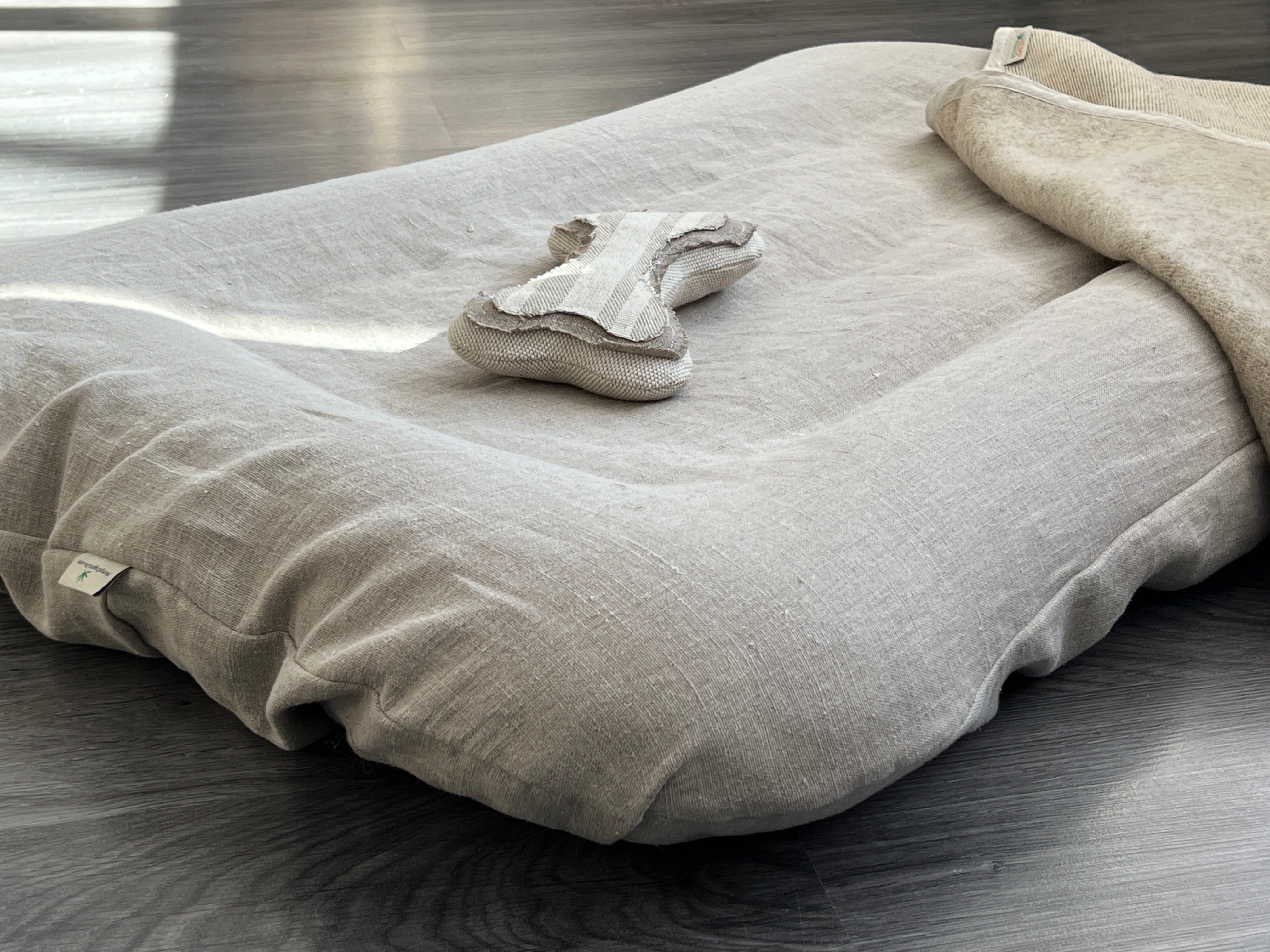 29"x45" (75x115 cm) Hemp Linen Pet Bed Mat Pad Cushion Removable Washable Linen Cover Organic Hemp Fiber Filler Natural Linen Fabric
