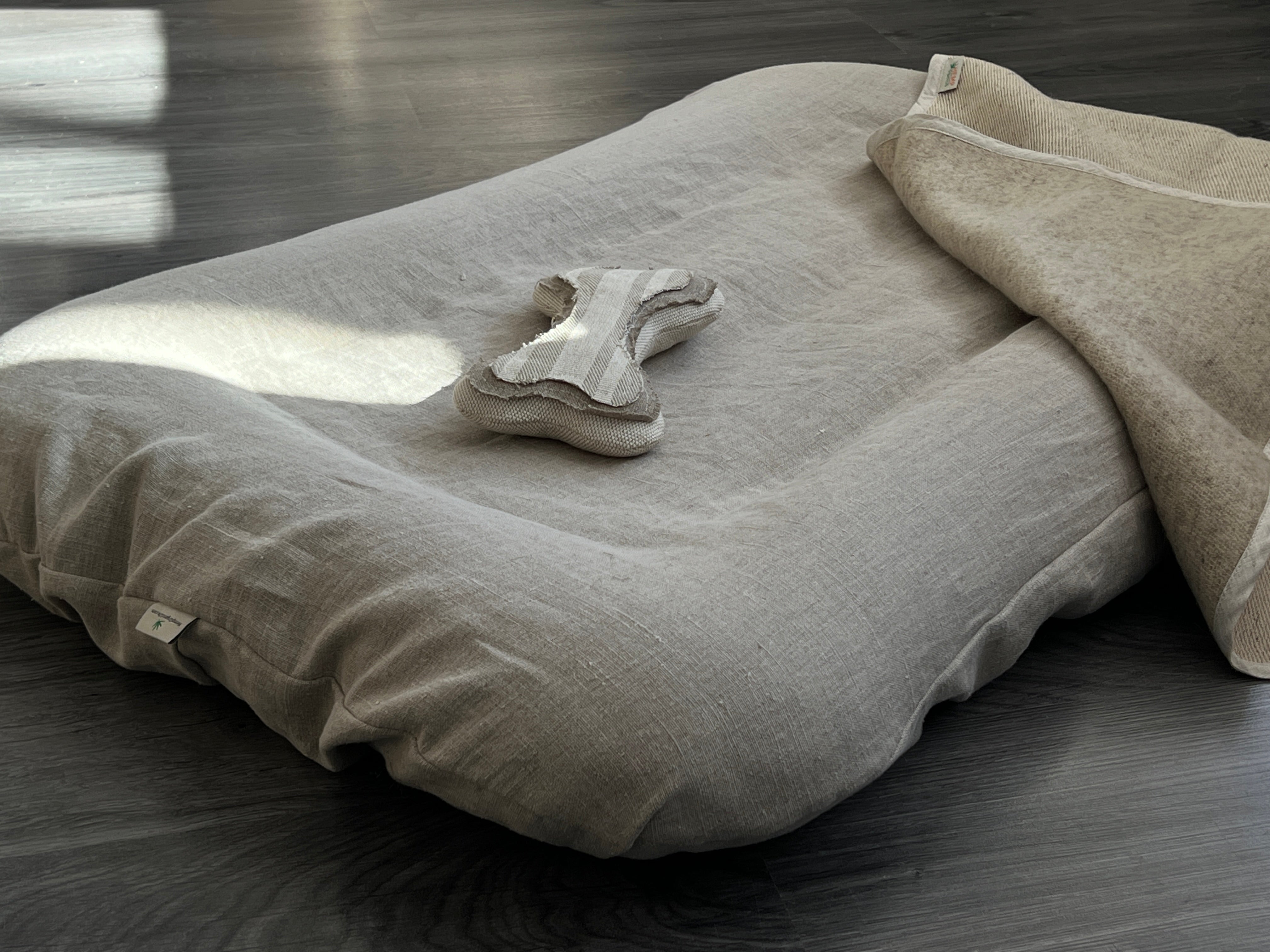 29"x45" (75x115 cm) Hemp Linen Pet Bed Mat Pad Cushion Removable Washable Linen Cover Organic Hemp Fiber Filler Natural Linen Fabric