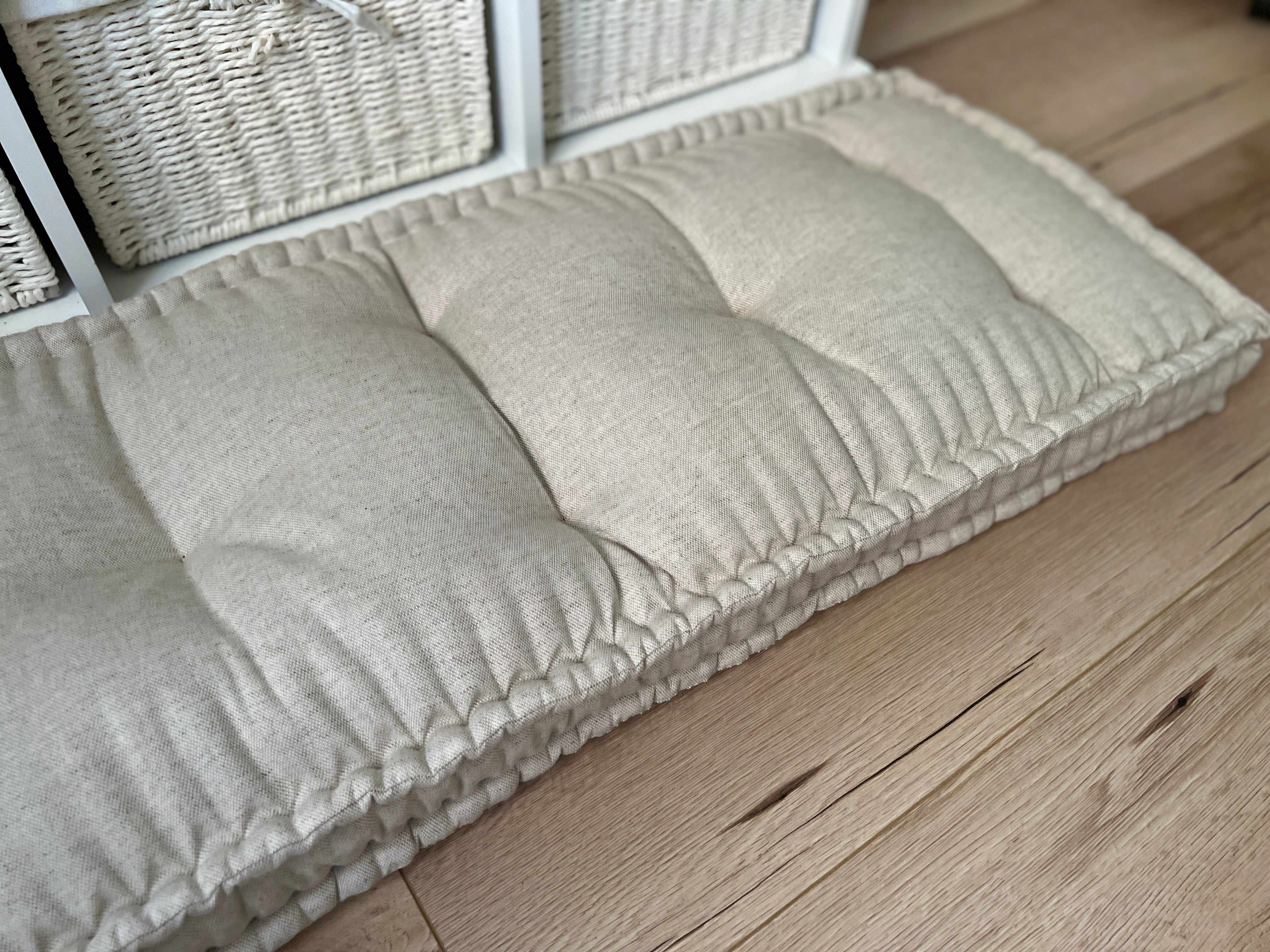 Hemp Custom madeWindow Mudroom Floor bench cushion filled organic hemp fiber in natural non-dyed linen fabric unique all natural pillow