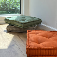 Hemp Linen Floor Cushion fileld organic Hemp Fiber in Natural Linen fabric / floor pillow Pillow seat/Meditation Yoga