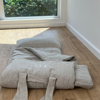 Kinder Garden Hemp Linen Sleep Bag with Pillow School Nap Mat Kids Organic Hemp Fiber Filling in Linen Fabric blanket quilt, hand made