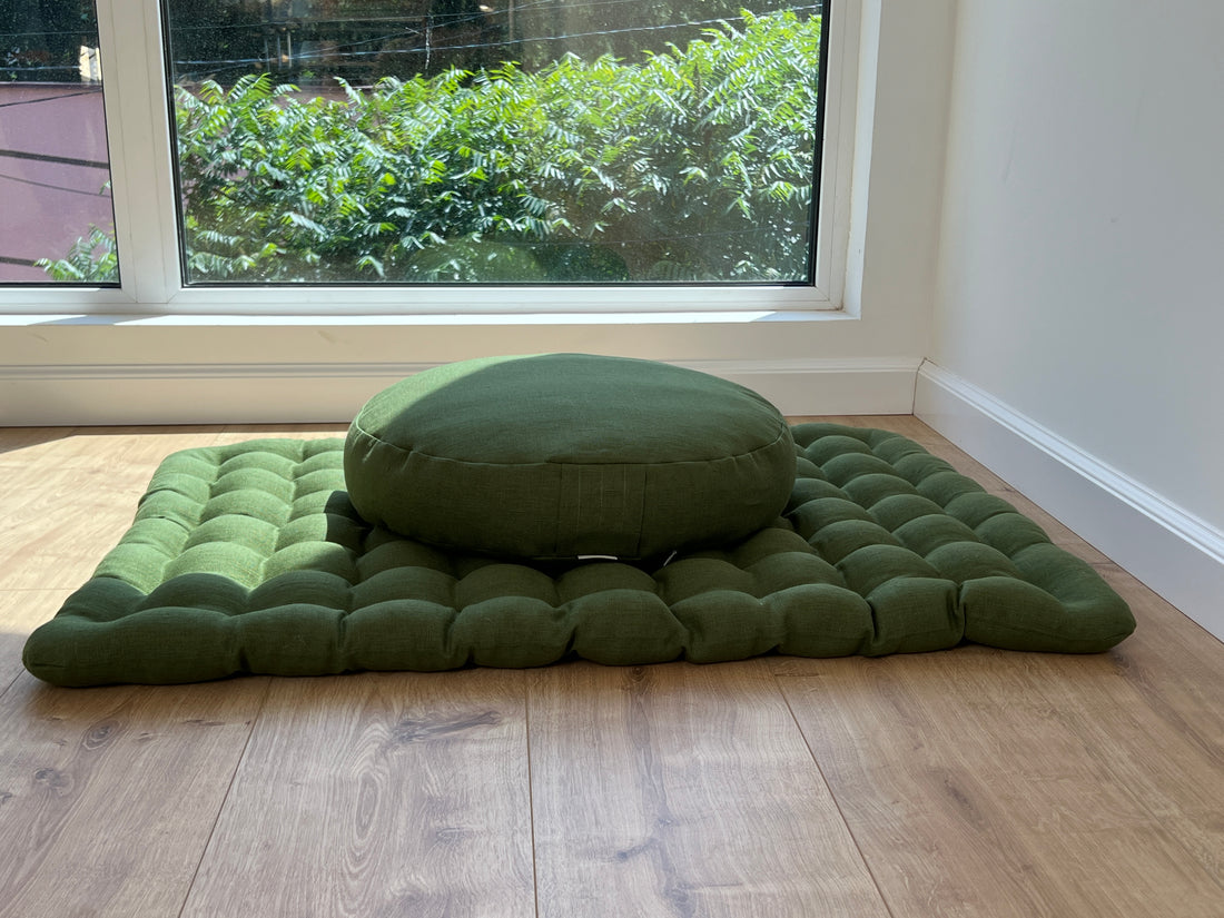 Meditation Set Zafu & Zabuton with Buckwheat hulls Meditation pillow Meditation cushion Meditation pouf Zen cushion Meditation Space Yoga