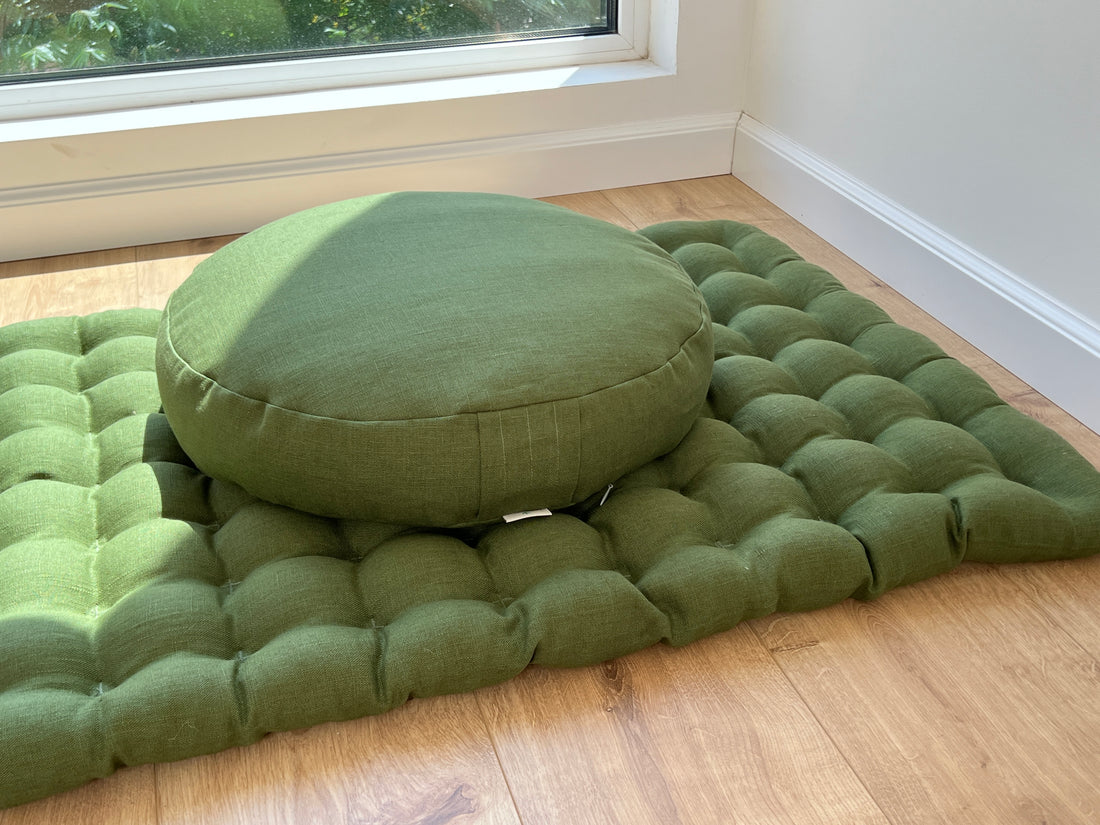Meditation Set Zafu & Zabuton with Buckwheat hulls Meditation pillow Meditation cushion Meditation pouf Zen cushion Meditation Space Yoga