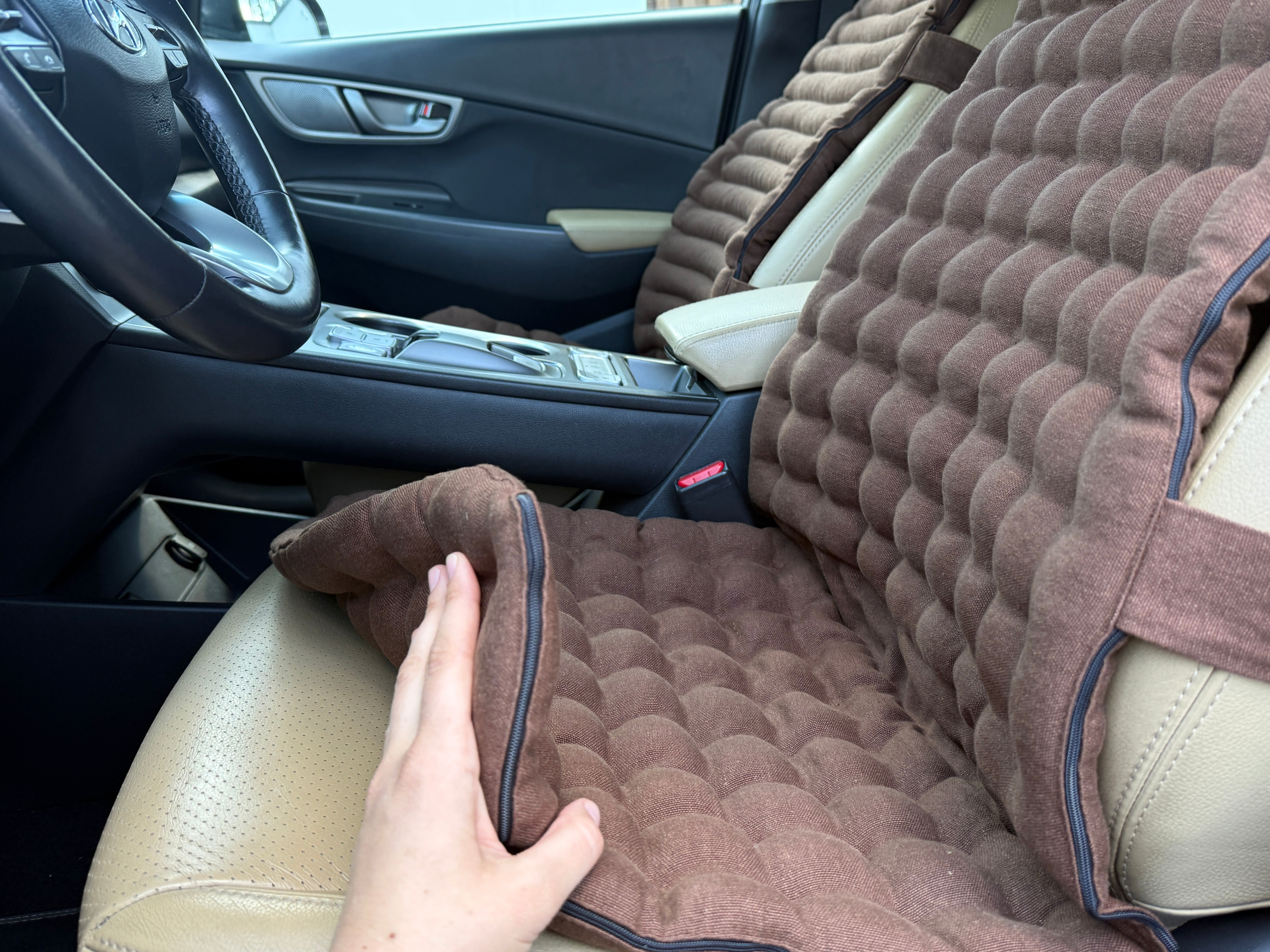Linen Car Seat Cover, Buckwheat Hull Filling, Orthopedic Massage Mat for car