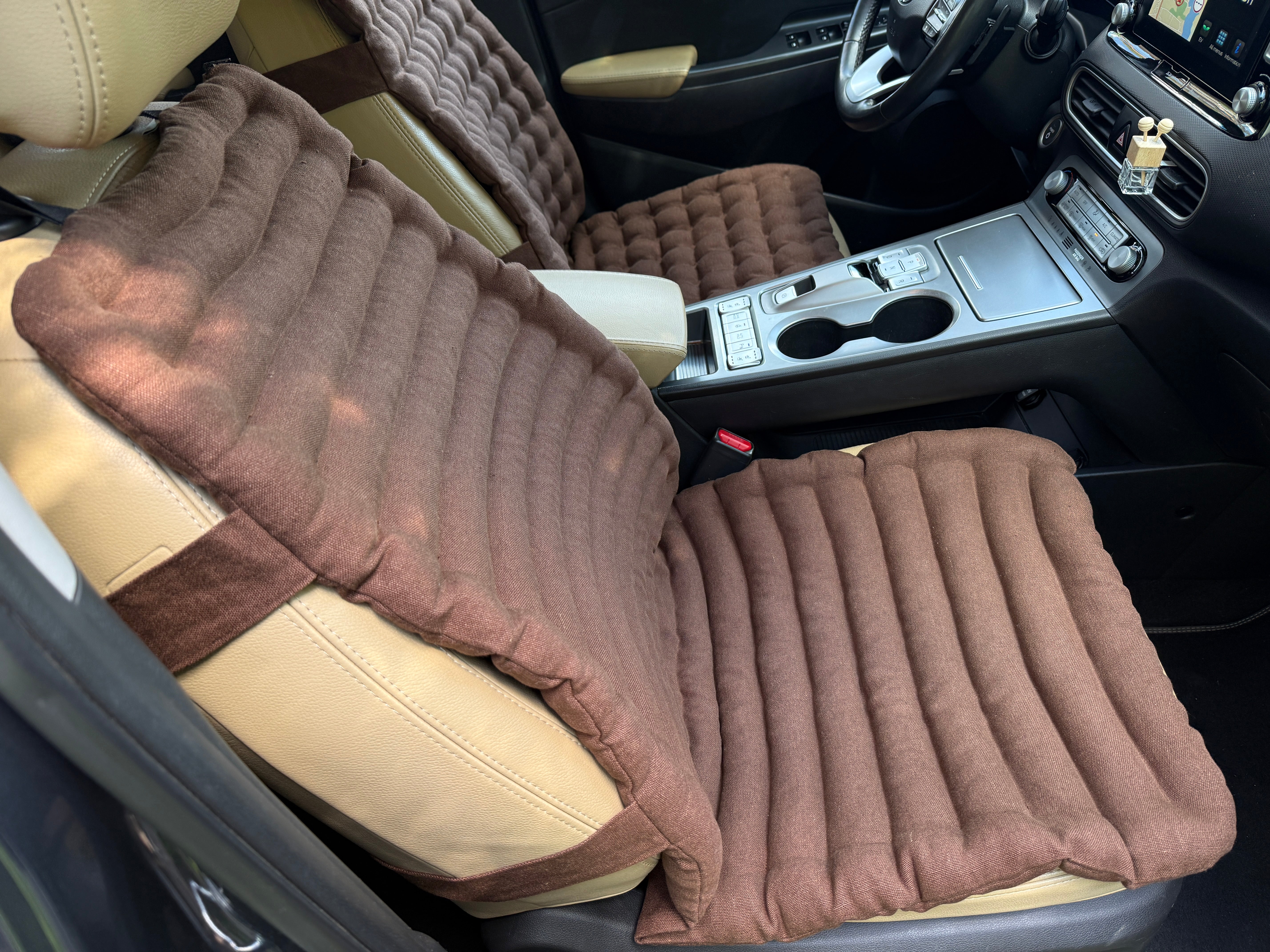 Linen Car Seat Cover, Buckwheat Hull Filling, Orthopedic Massage Mat for car