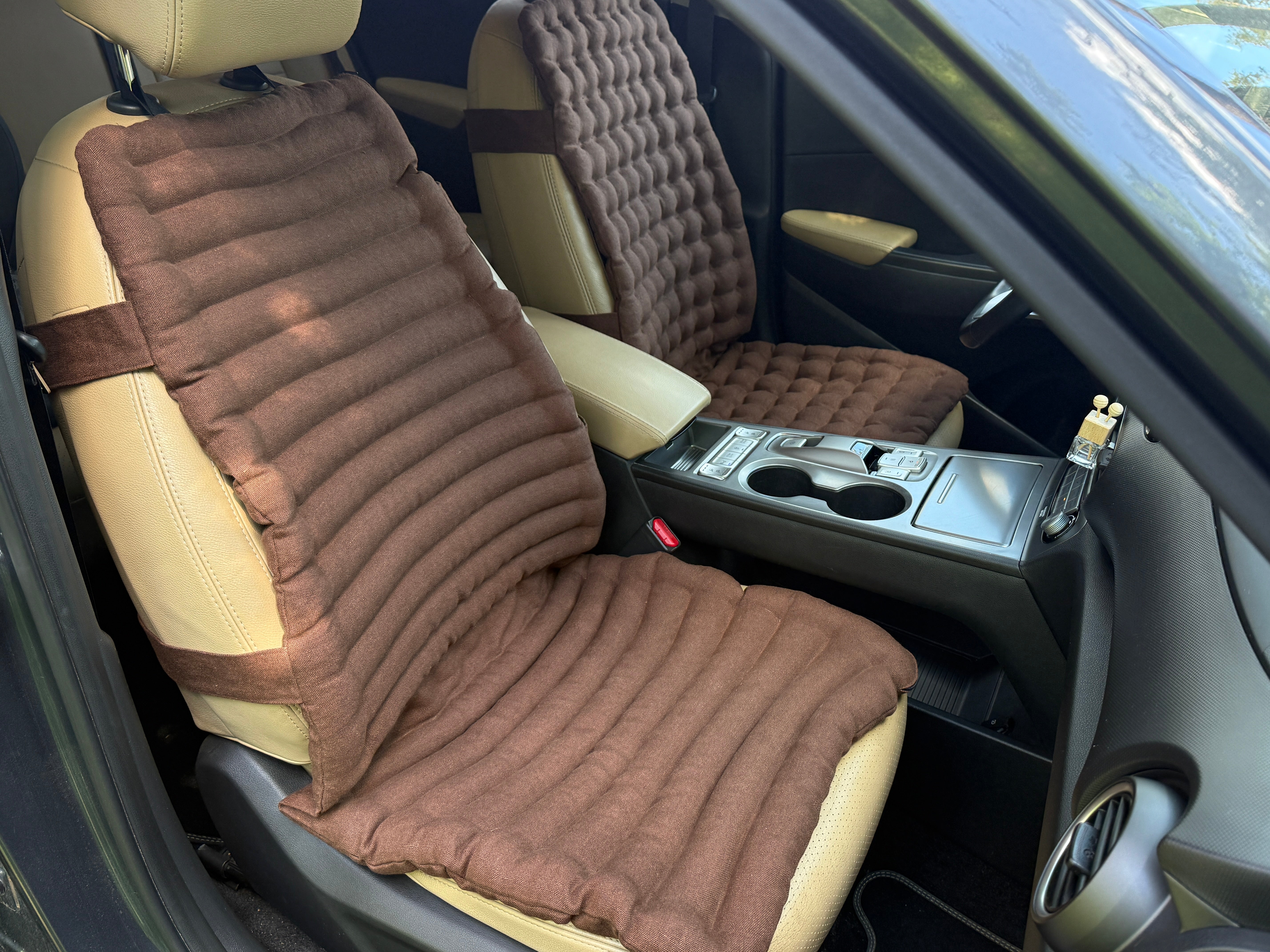 Linen Car Seat Cover, Buckwheat Hull Filling, Orthopedic Massage Mat for car