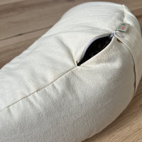 Cotton Meditation Cresсent cushion filled with buckwheat hulls