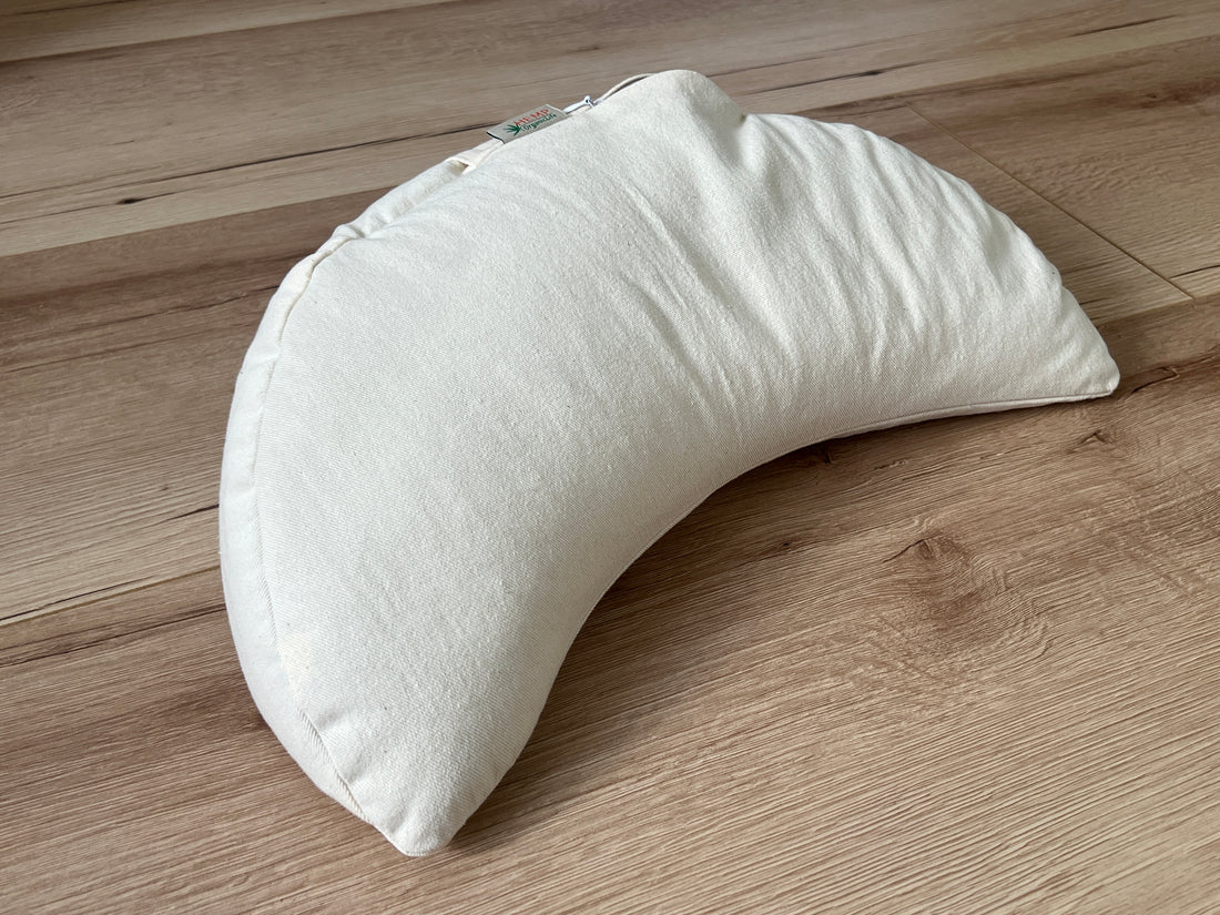 Cotton Meditation Cresсent cushion filled with buckwheat hulls