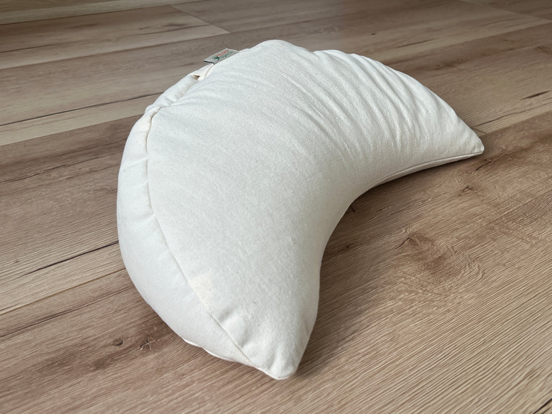 Cotton Meditation Cresсent cushion filled with buckwheat hulls