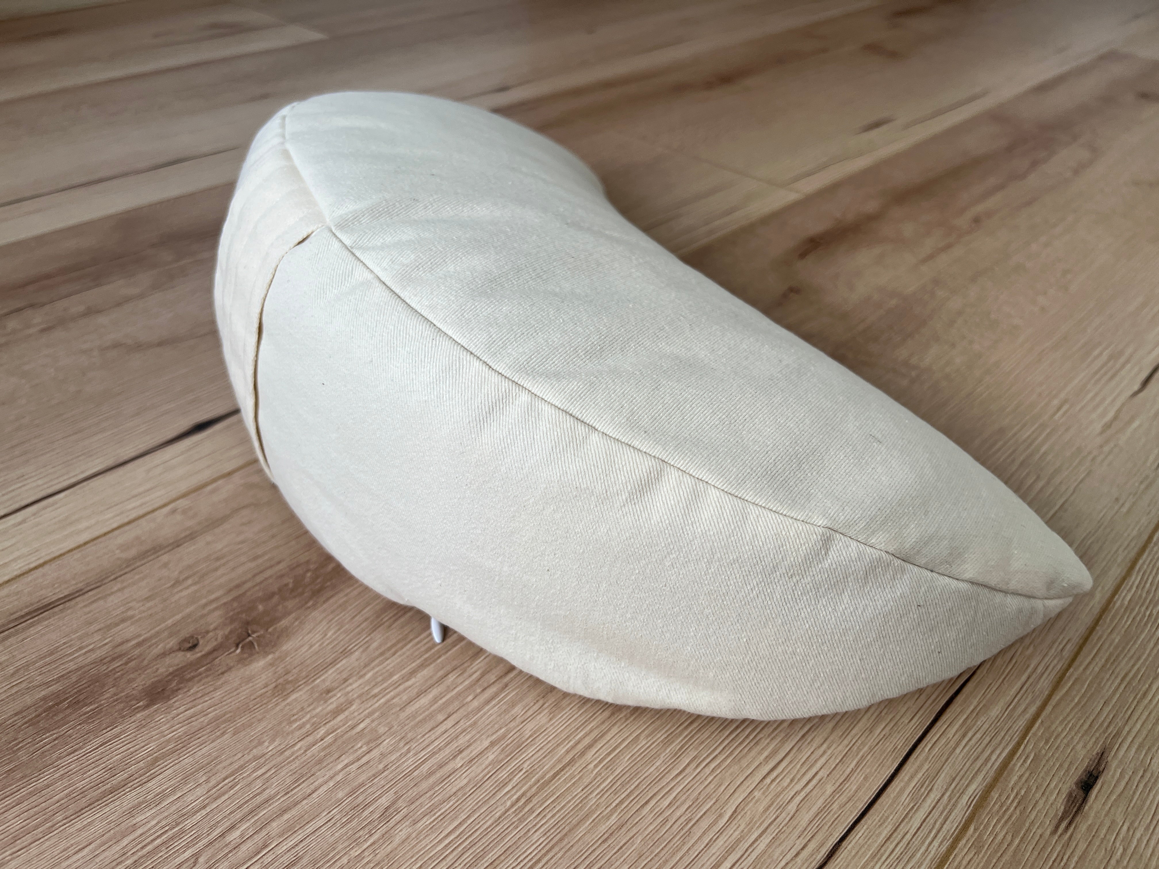 Cotton Meditation Cresсent cushion filled with buckwheat hulls