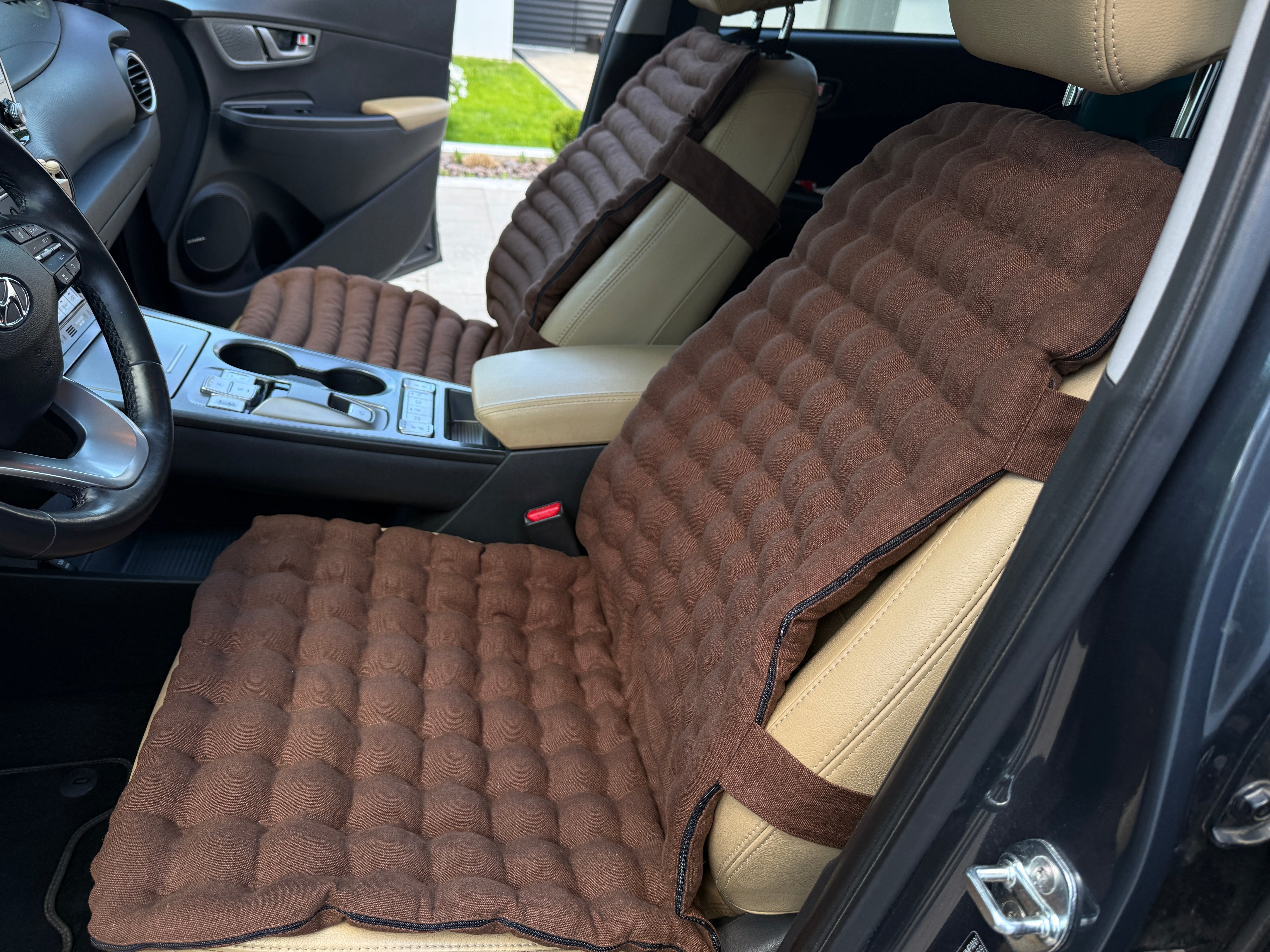 Linen Car Seat Cover, Buckwheat Hull Filling, Orthopedic Massage Mat for car