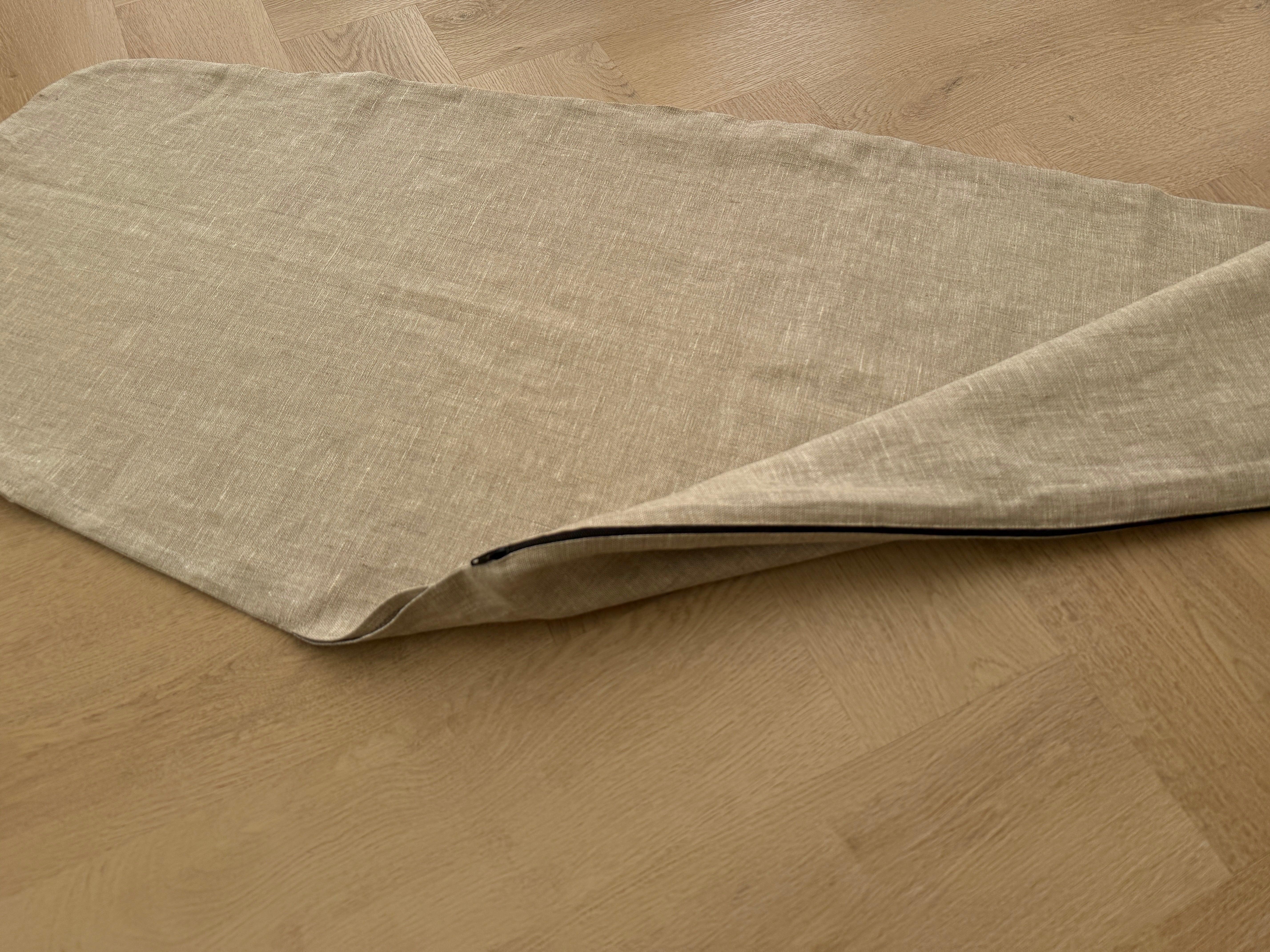 Removable Natural Linen Cover for our Buckwheat Car Seat Cushions (Zipper, Strap Holes)