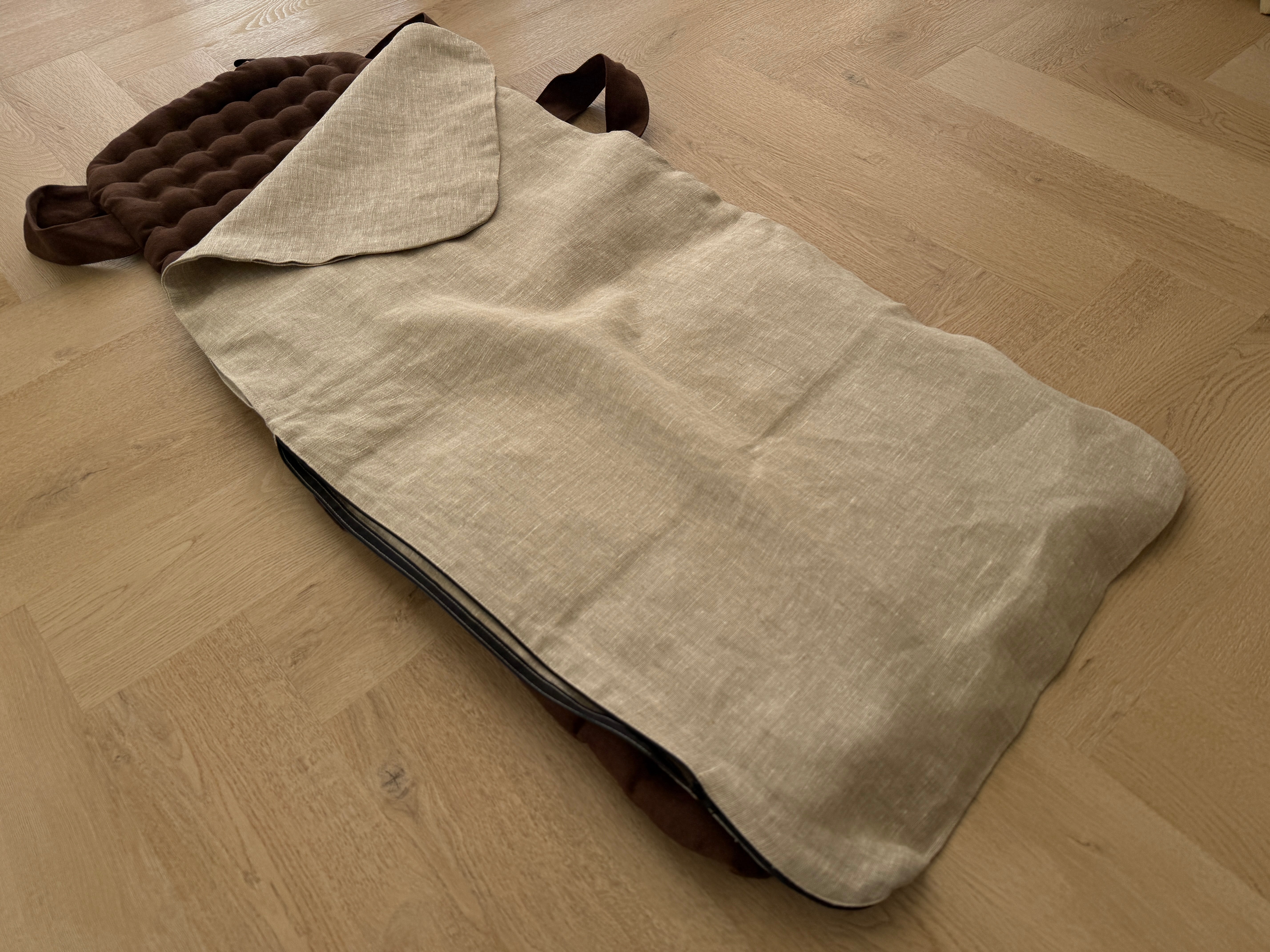 Removable Natural Linen Cover for our Buckwheat Car Seat Cushions (Zipper, Strap Holes)
