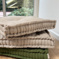 Green Hemp Floor cushion with organic hemp fiber filling in linen fabric / floor pillow Pillow seat/Meditation Yoga /Natural