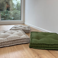 Green Hemp Floor cushion with organic hemp fiber filling in linen fabric / floor pillow Pillow seat/Meditation Yoga /Natural