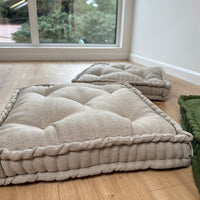 Hemp Linen Floor Cushion fileld organic Hemp Fiber in Natural Linen fabric / floor pillow Pillow seat/Meditation Yoga