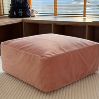 Unique HEMP Floor Cushion Marogan filled organic Hemp Fiber with removable Cover with zipper in natural cotton velvet fabric settee ottoman