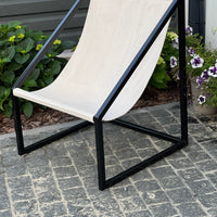 Metal Armchair Lounge Sling Chair Thick Linen Fabric Modern Minimalist Scandinavian Shipped Disassembled Hand Made to order