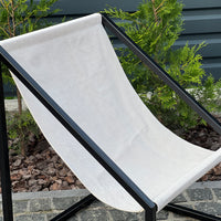 Hemp Chair Cushion with Metal Armchair Lounge Sling Chair Thick Linen Fabric Modern Minimalist Scandinavian Hand Made to order