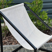 Metal Armchair Lounge Sling Chair Thick Linen Fabric Modern Minimalist Scandinavian Shipped Disassembled Hand Made to order