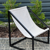 Metal Armchair Lounge Sling Chair Thick Linen Fabric Modern Minimalist Scandinavian Shipped Disassembled Hand Made to order