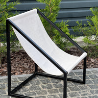 Metal Armchair Lounge Sling Chair Thick Linen Fabric Modern Minimalist Scandinavian Shipped Disassembled Hand Made to order