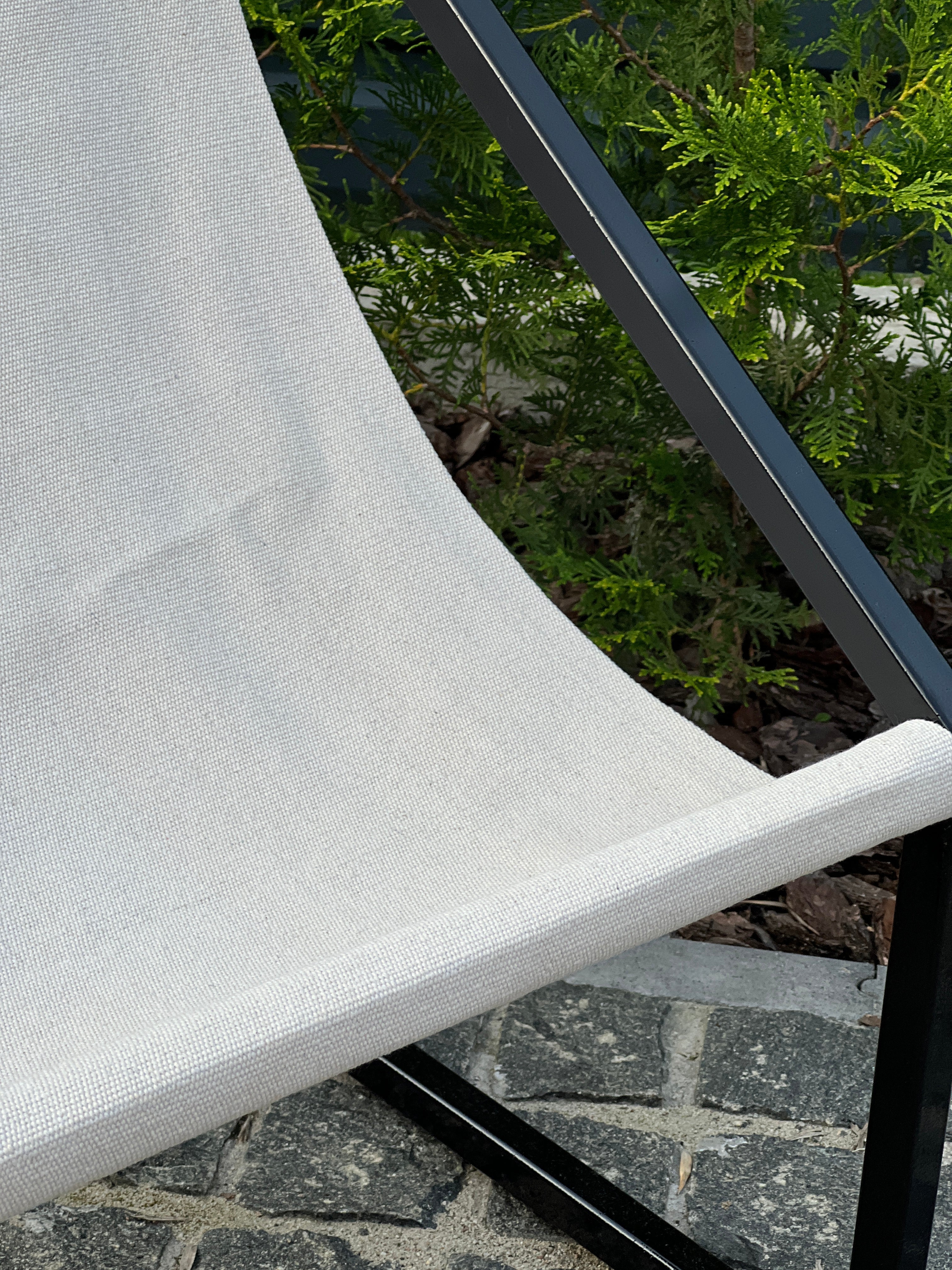 Metal Armchair Lounge Sling Chair Thick Linen Fabric Modern Minimalist Scandinavian Shipped Disassembled Hand Made to order