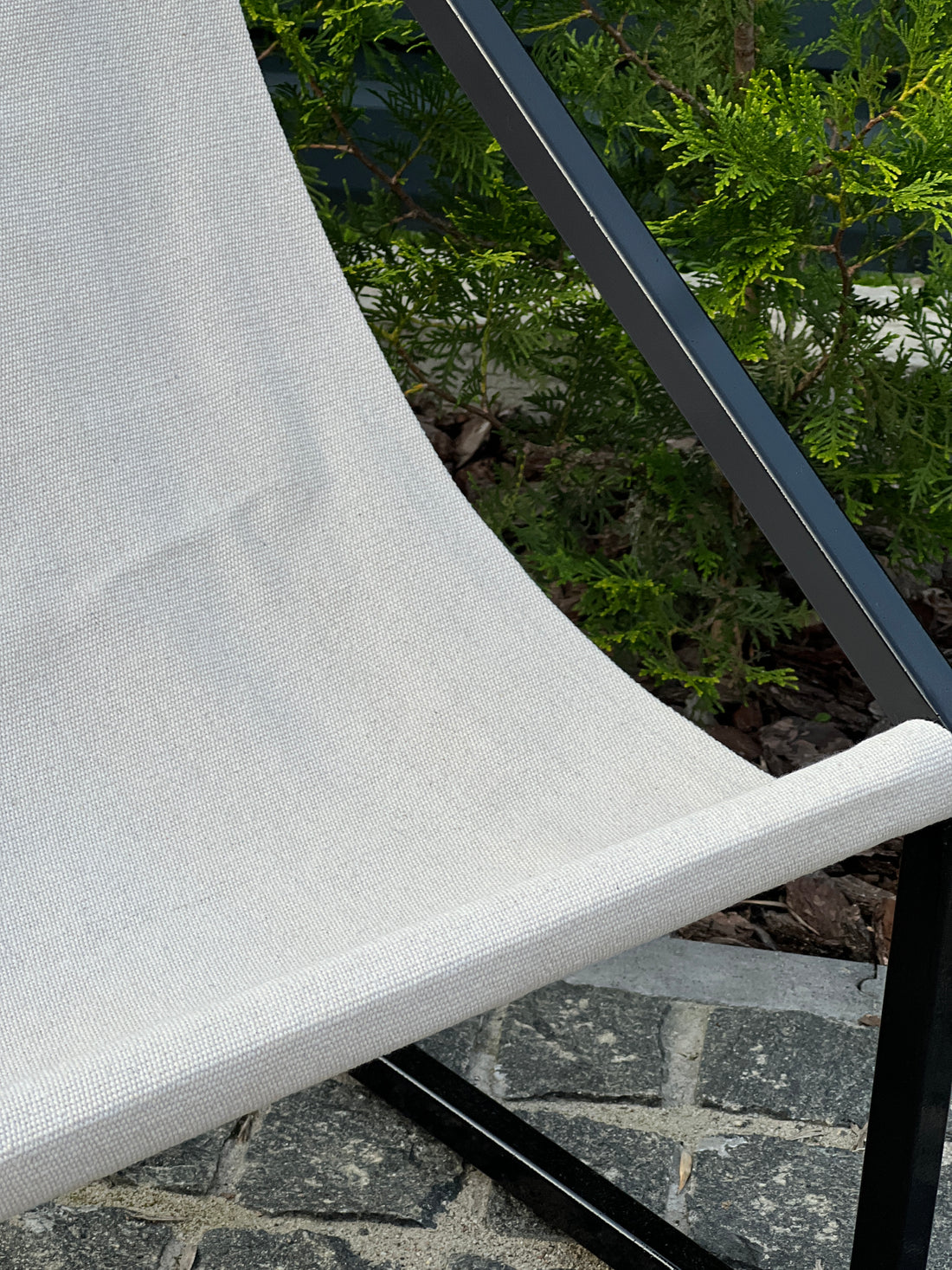 Metal Armchair Lounge Sling Chair Thick Linen Fabric Modern Minimalist Scandinavian Shipped Disassembled Hand Made to order