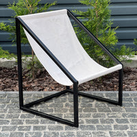 Metal Armchair Lounge Sling Chair Thick Linen Fabric Modern Minimalist Scandinavian Shipped Disassembled Hand Made to order
