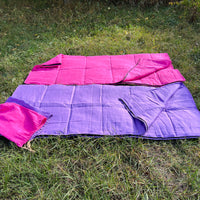 Organic HEMP Sleeping Bag in Linen Fabric bright Pink Lilac colors for your mood -organic hemp fiber filling - blanket, hand made