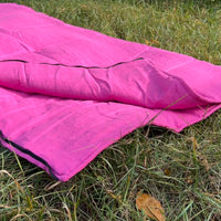 Organic HEMP Sleeping Bag in Linen Fabric bright Pink Lilac colors for your mood -organic hemp fiber filling - blanket, hand made