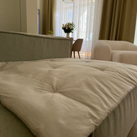 29"x94" (75x240 cm) Unique Hemp filled Washable Furniture Sofa Protector in cotton fabric in beige stripes with two tassels