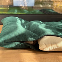 Hemp Pet Mat Pad Cushion with Removable Washable Cotton Green Velvet Cover filled Organic Hemp Fiber Filler