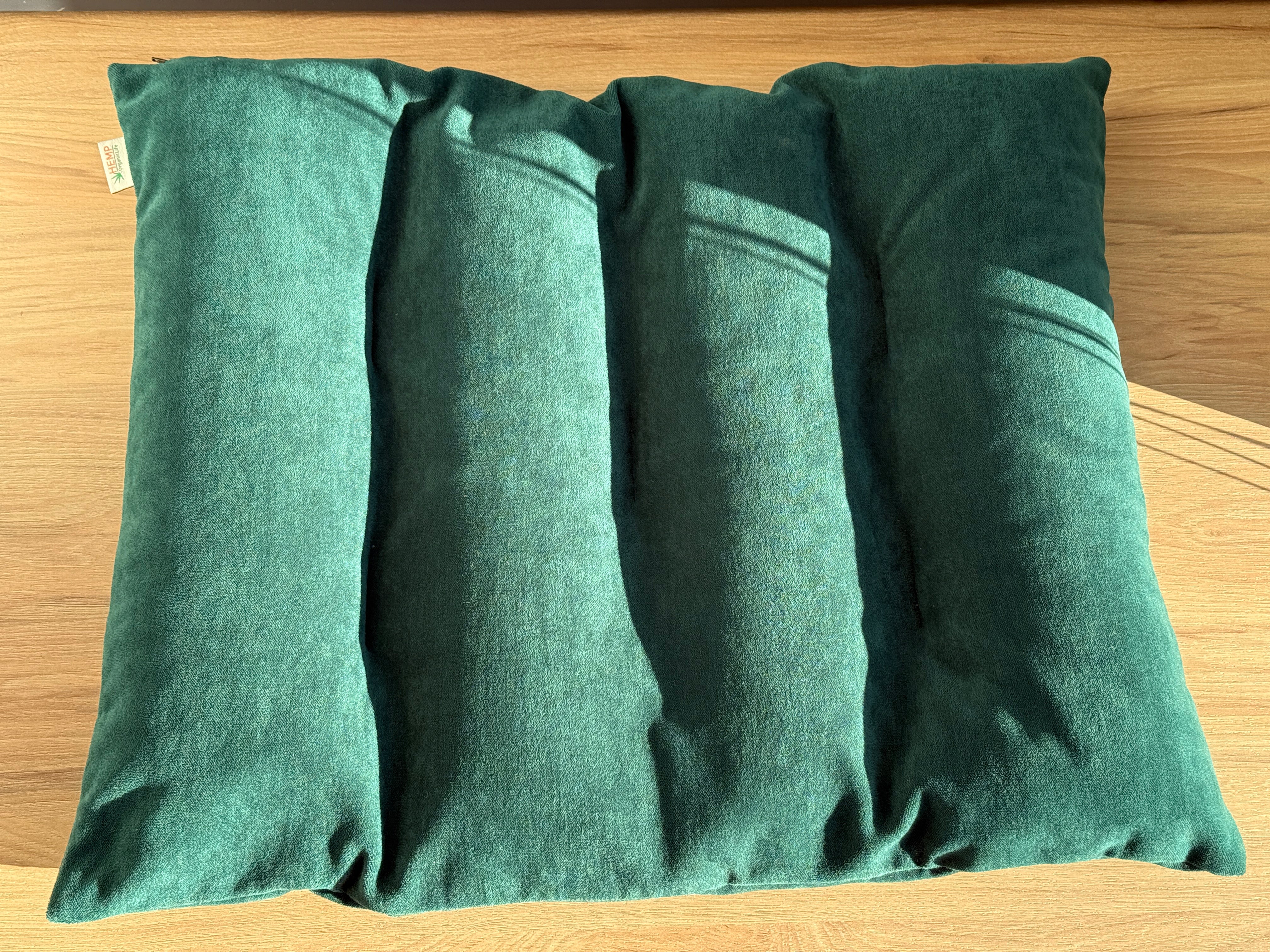 20"x24" (50x60 cm) Hemp Pet Mat Pad Cushion with Removable Washable Cotton Green Velvet Cover filled Organic Hemp Fiber Filler