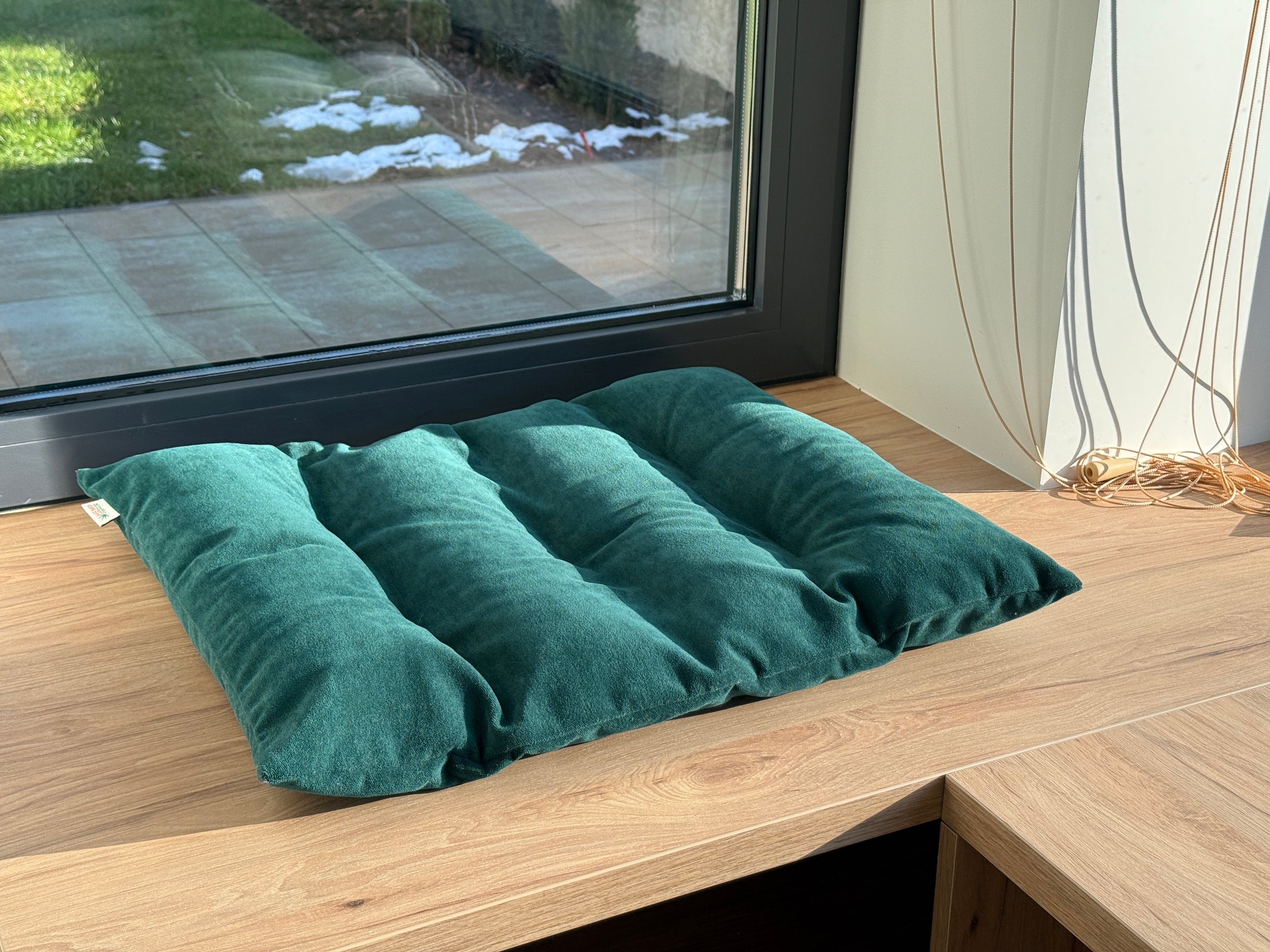 20"x24" (50x60 cm) Hemp Pet Mat Pad Cushion with Removable Washable Cotton Green Velvet Cover filled Organic Hemp Fiber Filler