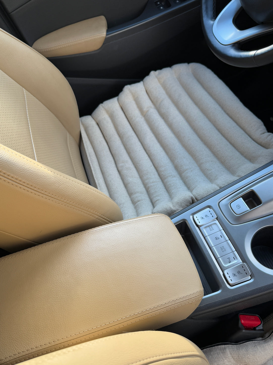Linen Car lower Seat Cover Pad filled Organic Buckwheat Hulls in Linen dense Fabric Massage bottom Seat Cover Buckwheat Organic Hand Made