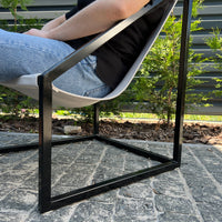 Metal Armchair Lounge Sling Chair Thick Linen Fabric Modern Minimalist Scandinavian Shipped Disassembled Hand Made to order