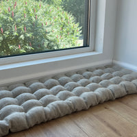Linen Bench Floor Cushion filled Organic Buckwheat Hulls Non-dyed Linen fabric Custom Made