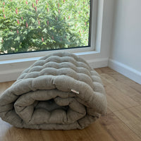 Linen Bench Floor Cushion filled Organic Buckwheat Hulls Non-dyed Linen fabric Custom Made