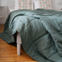 Natural Hemp Linen Blanket "Wood" quilt - linen organic fabric + filler organic Hemp fiber