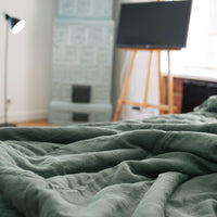 Natural Hemp Linen Blanket "Wood" quilt - linen organic fabric + filler organic Hemp fiber