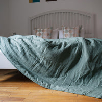 Natural Hemp Linen Blanket "Wood" quilt - linen organic fabric + filler organic Hemp fiber