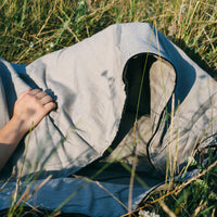 Organic HEMP Sleeping bag in linen fabric- organic hemp fiber filling + linen non-dyed fabric - blanket quilt, hand made