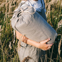 Organic HEMP Sleeping bag in linen fabric- organic hemp fiber filling + linen non-dyed fabric - blanket quilt, hand made