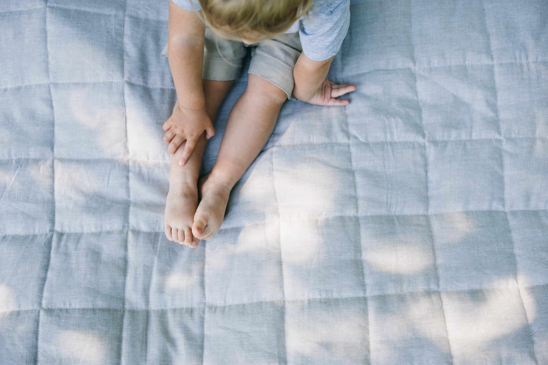 Organic Play mat filled HEMP Fiber in non-dyed linen fabric Nursery Baby Blanket Blanky padded